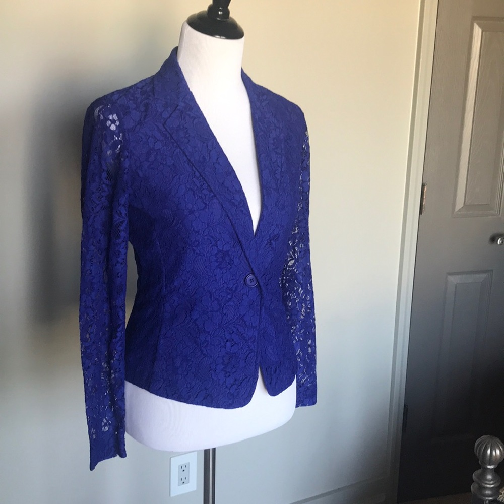 Royal Blue Lace Blazer Cremieux XS